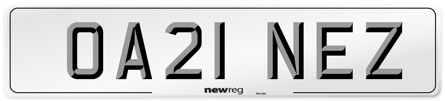 OA21 NEZ Number Plate from New Reg